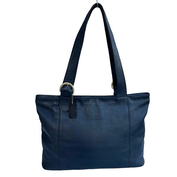 Coach Vintage Soho Leather Large Tote Navy Blue Shoulder Bag Laptop Bag Women’s - Picture 1 of 17